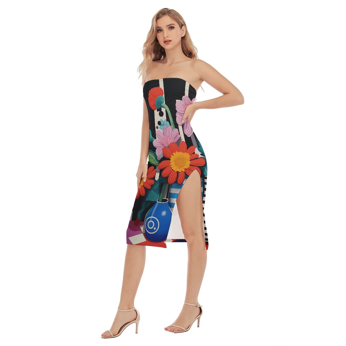 All-Over Print Women's Side Split Tube Top Dress