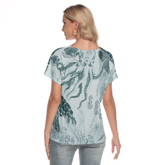 All-Over Print Women's Loose V-neck Short Sleeve T-shirt