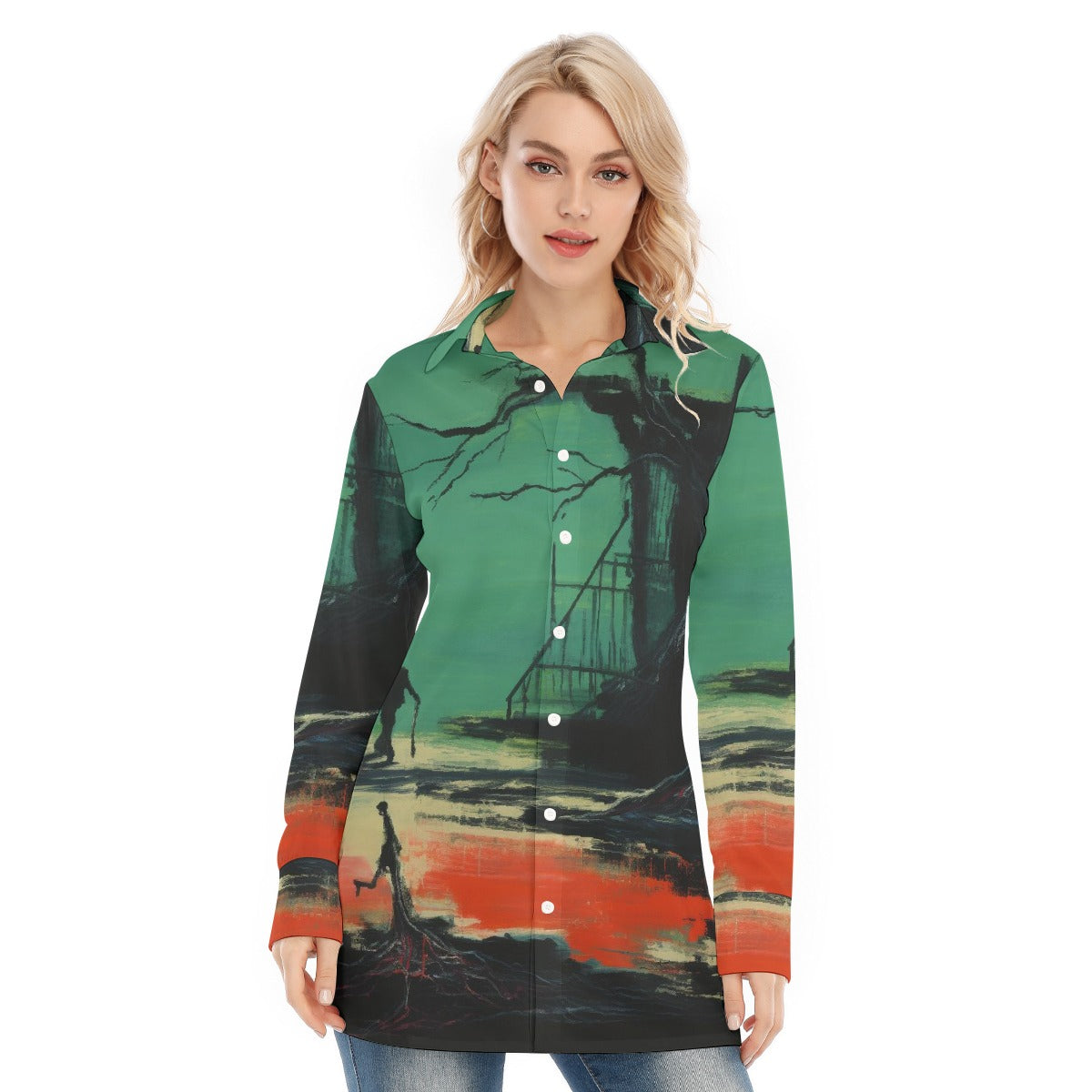 All-Over Print Women's Long Shirt