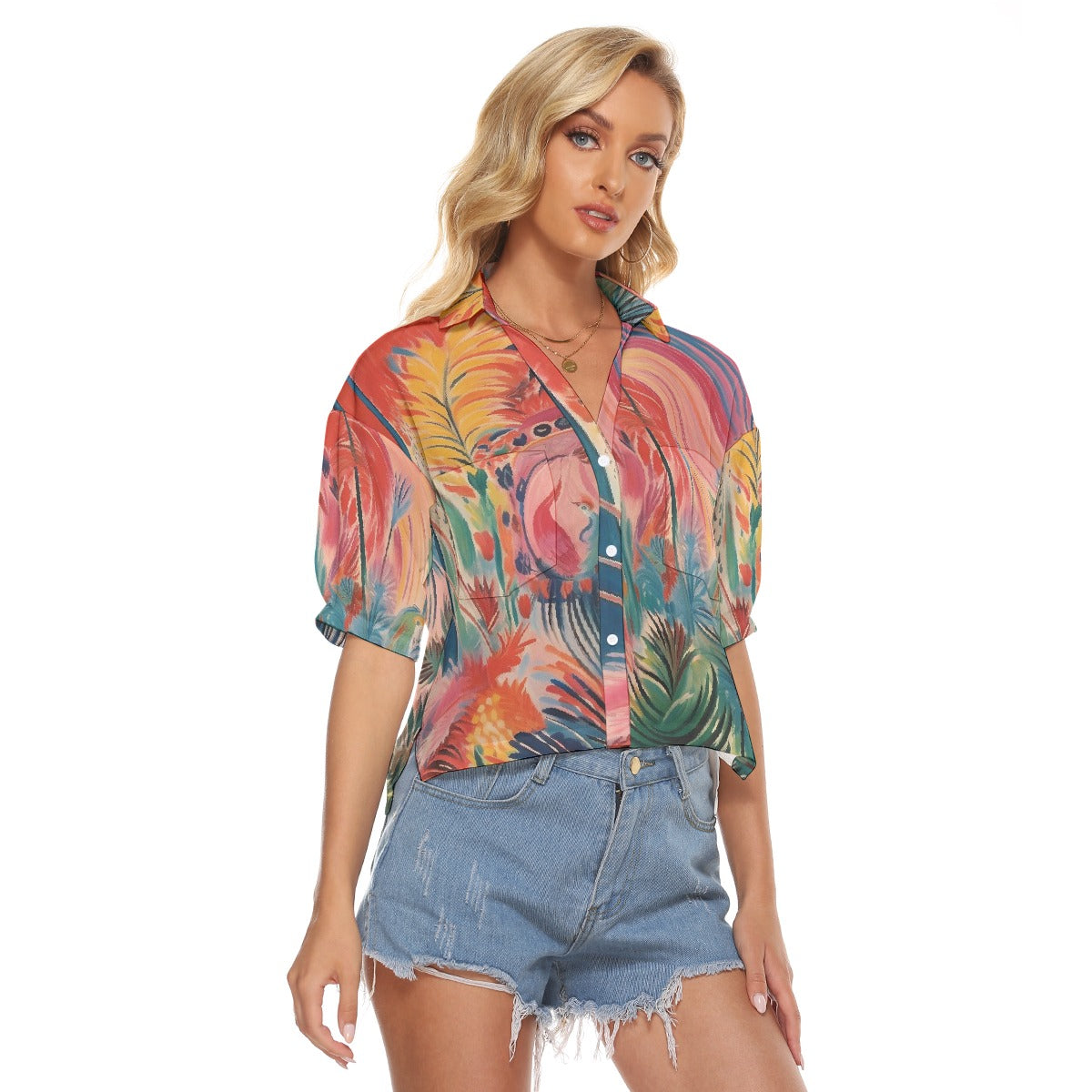 All-Over Print Women's V-neck Shirts