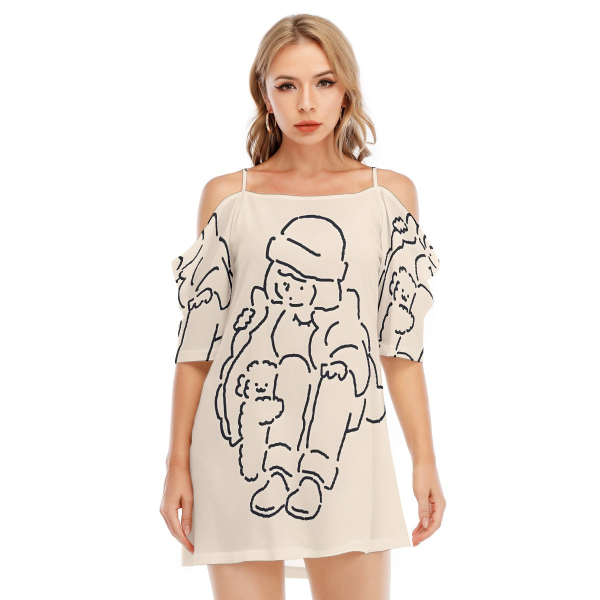 All-Over Print Women's Off-shoulder Cami Dress