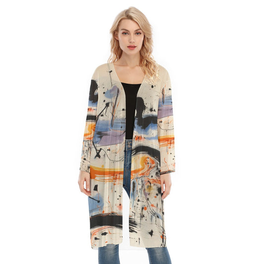 All- Over Print Women's Long Sleeve Mesh Cardigan