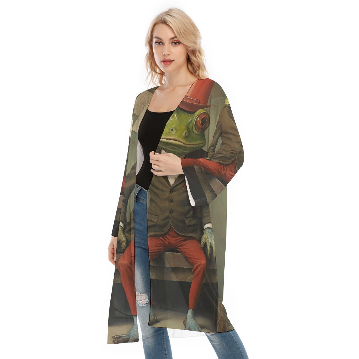 All- Over Print Women's Long Sleeve Mesh Cardigan