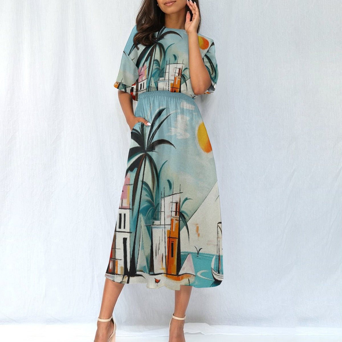 All-Over Print Women's Elastic Waist Dress