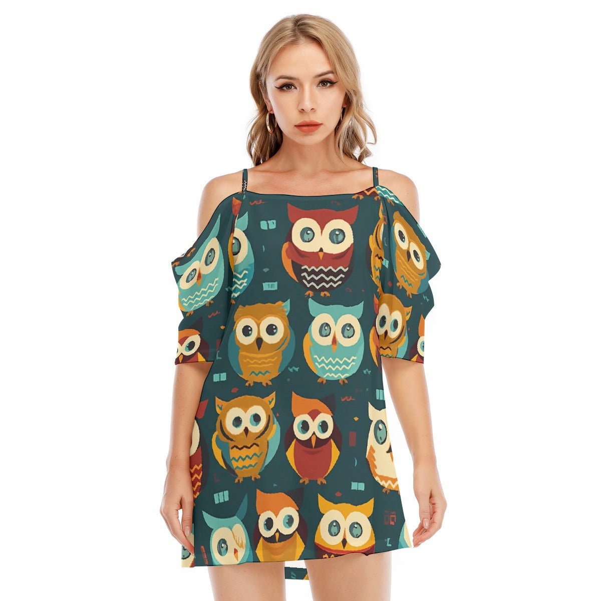 All-Over Print Women's Off-shoulder Cami Dress