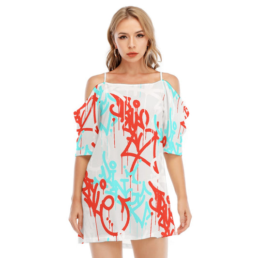 All-Over Print Women's Off-shoulder Cami Dress