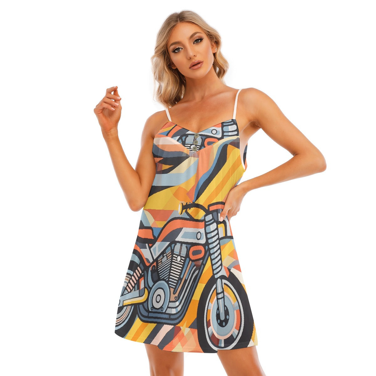 All-Over Print Women's V-neck Cami Dress