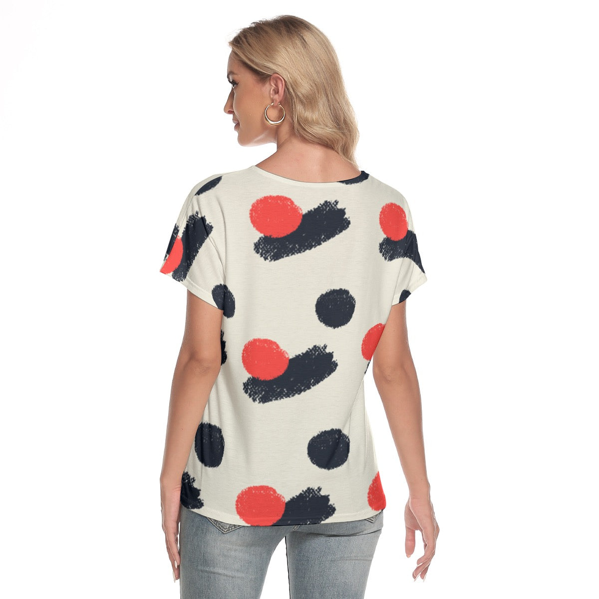 All-Over Print Women's Loose V-neck Short Sleeve T-shirt