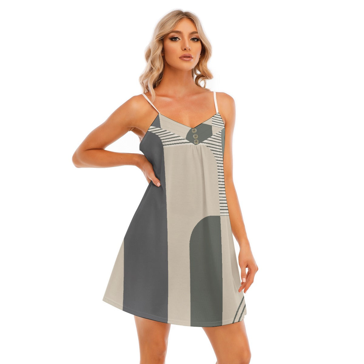 All-Over Print Women's V-neck Cami Dress