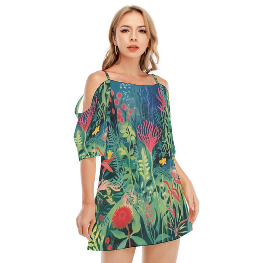 All-Over Print Women's Off-shoulder Cami Dress