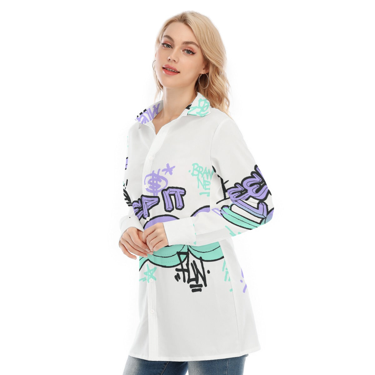 All-Over Print Women's Long Shirt