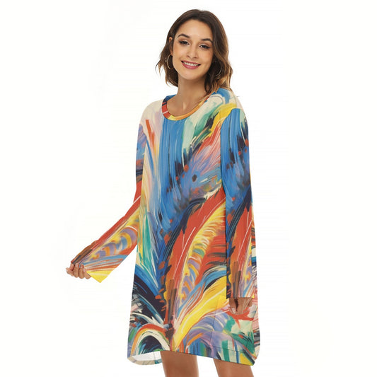 All-Over Print  Women's Loose Crew Neck Dress