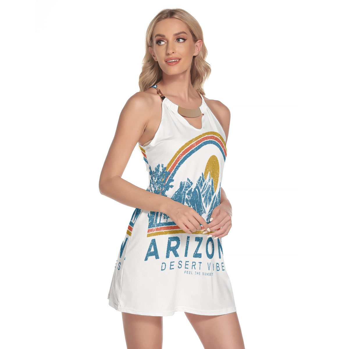 All-Over Print Women's Round Neck Above Knee Dress