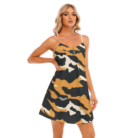 All-Over Print Women's V-neck Cami Dress