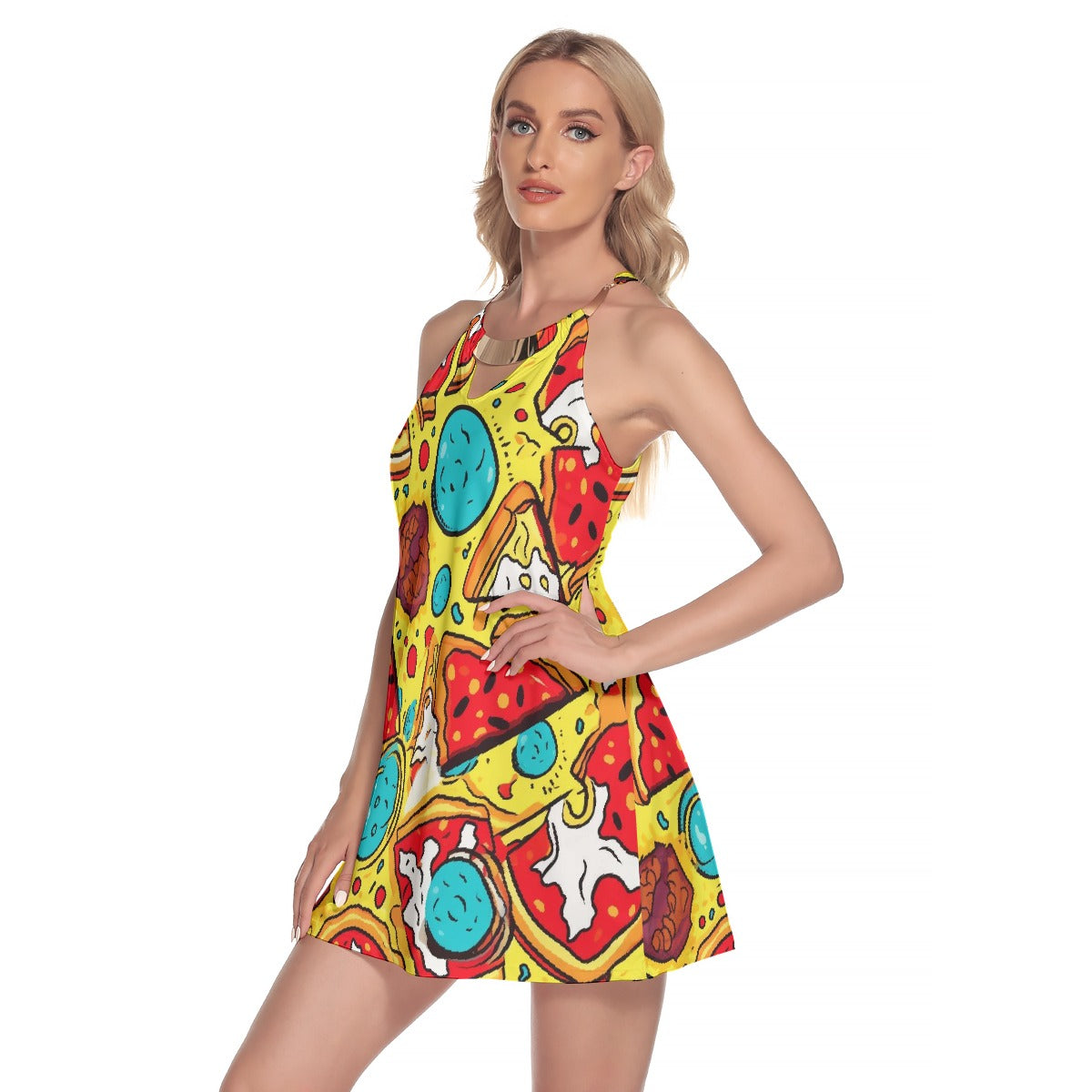 All-Over Print Women's Round Neck Above Knee Dress