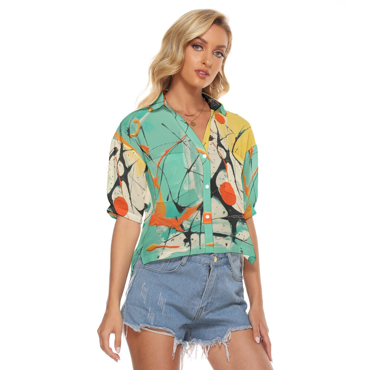 All-Over Print Women's V-neck Shirts