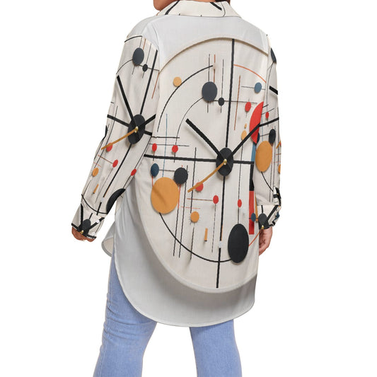 All-Over Print Women's Shirt With Long Sleeve(Plus Size)