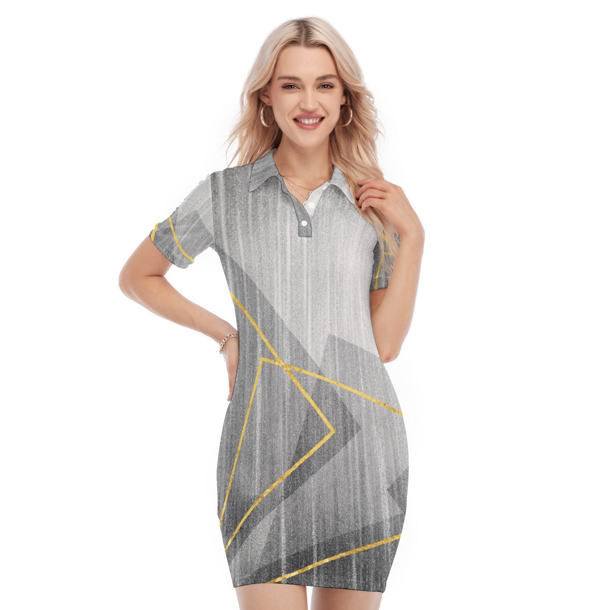 All-Over Print Women's Polo Collar Dress