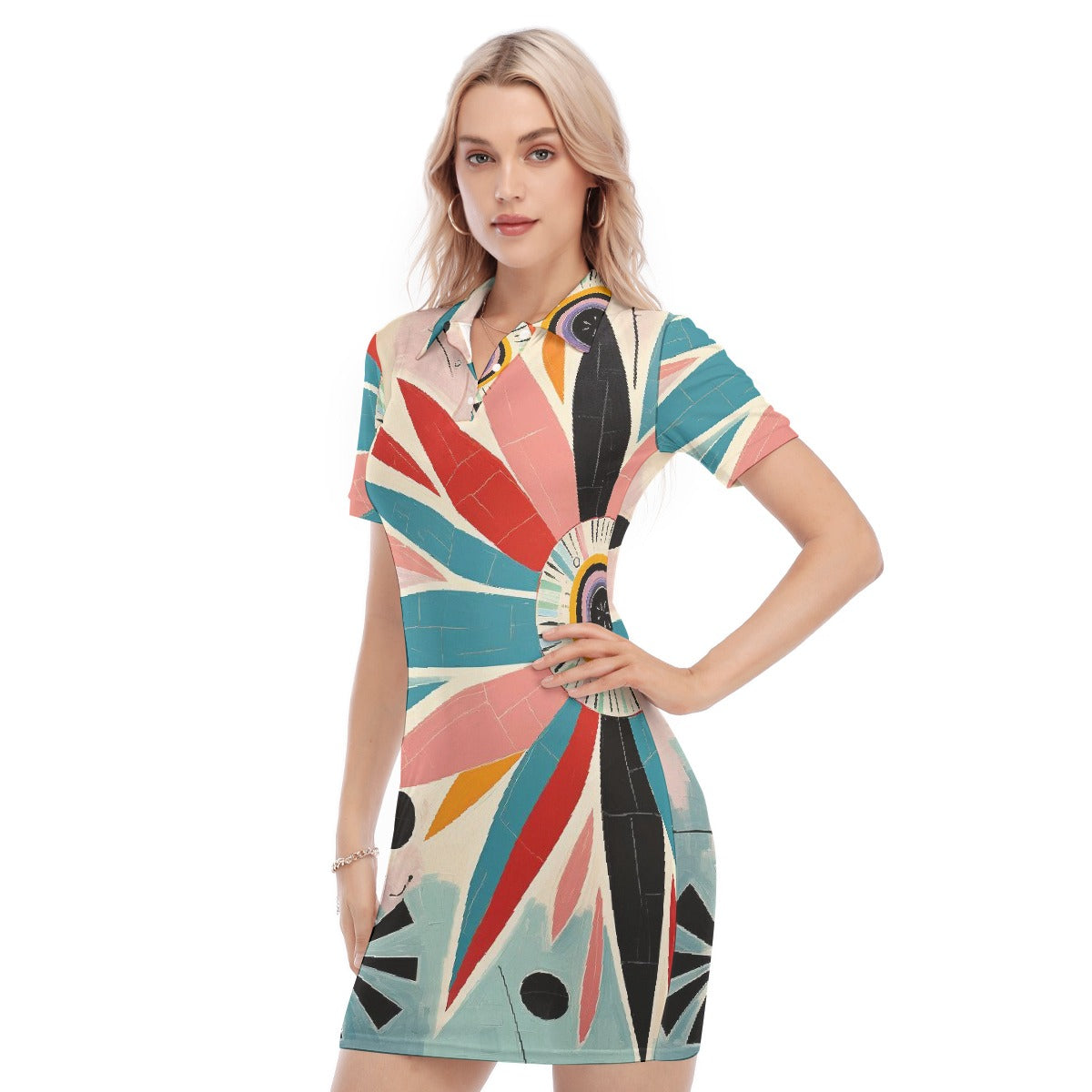 All-Over Print Women's Polo Collar Dress