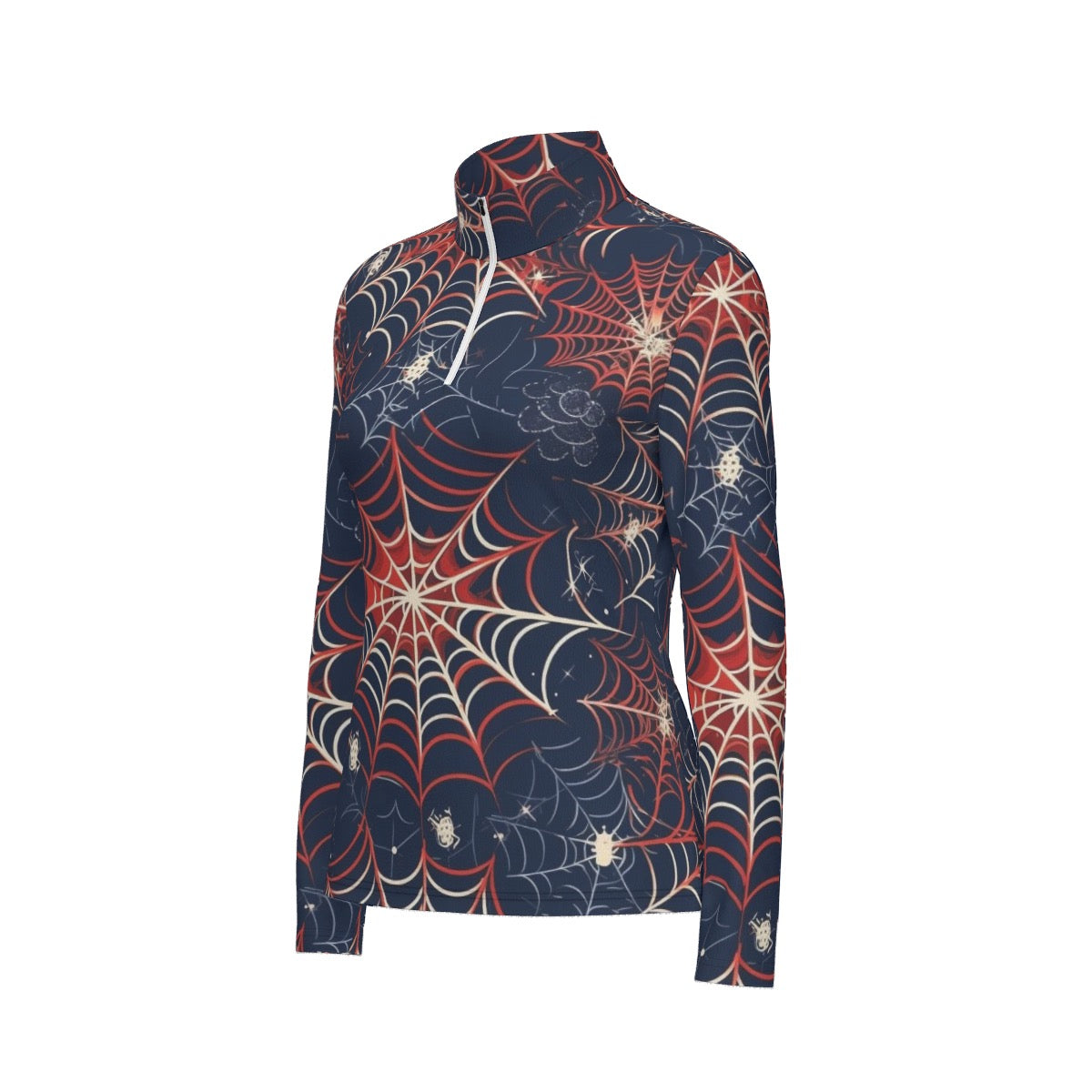 All-Over Print Women's Sports Collar Jersey With Long Sleeve