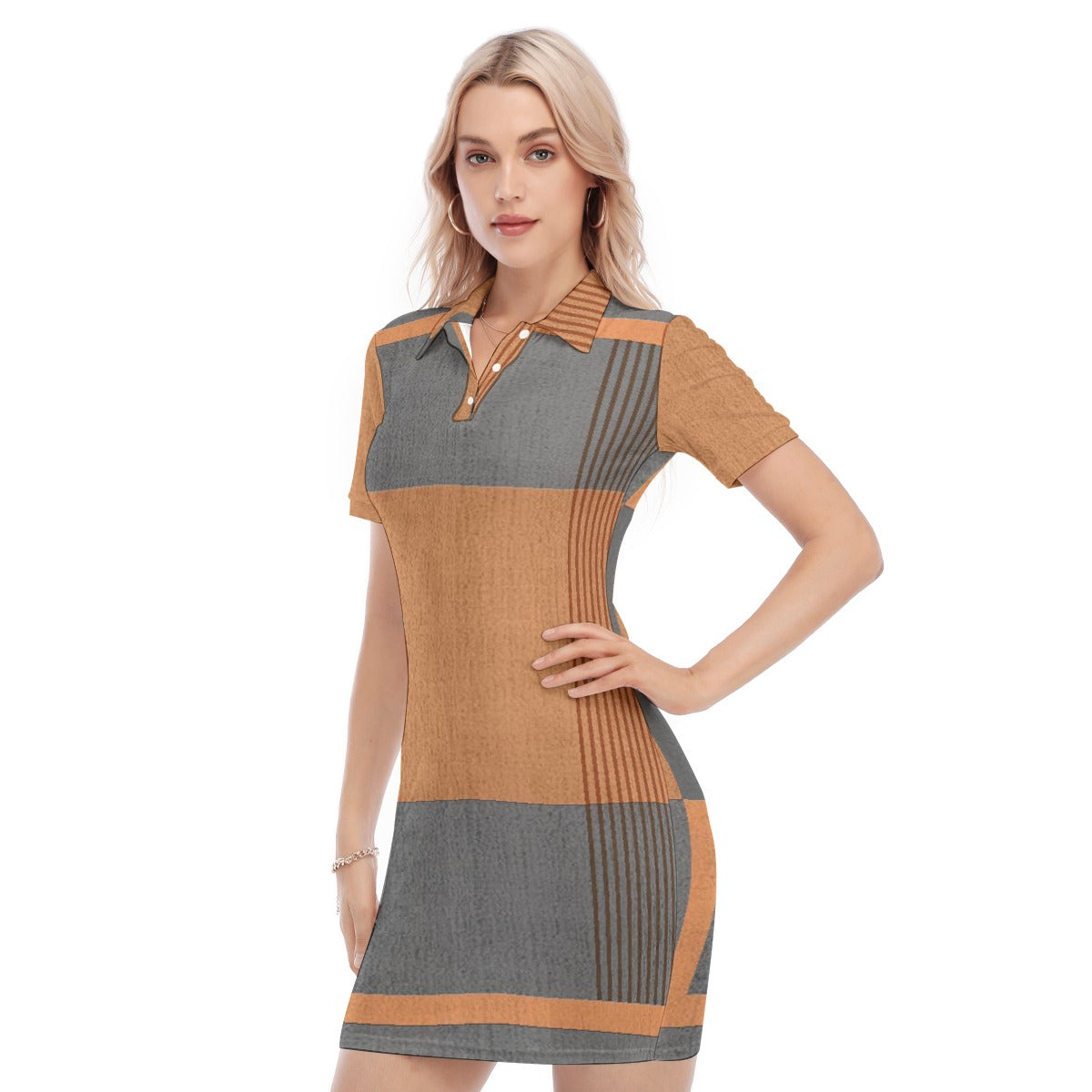 All-Over Print Women's Polo Collar Dress