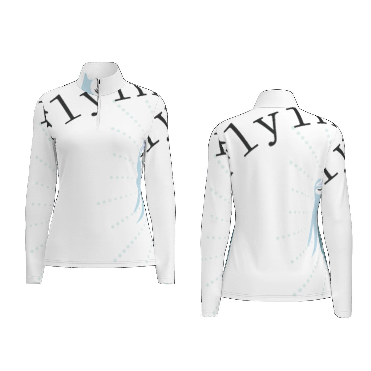 All-Over Print Women's Sports Collar Jersey With Long Sleeve