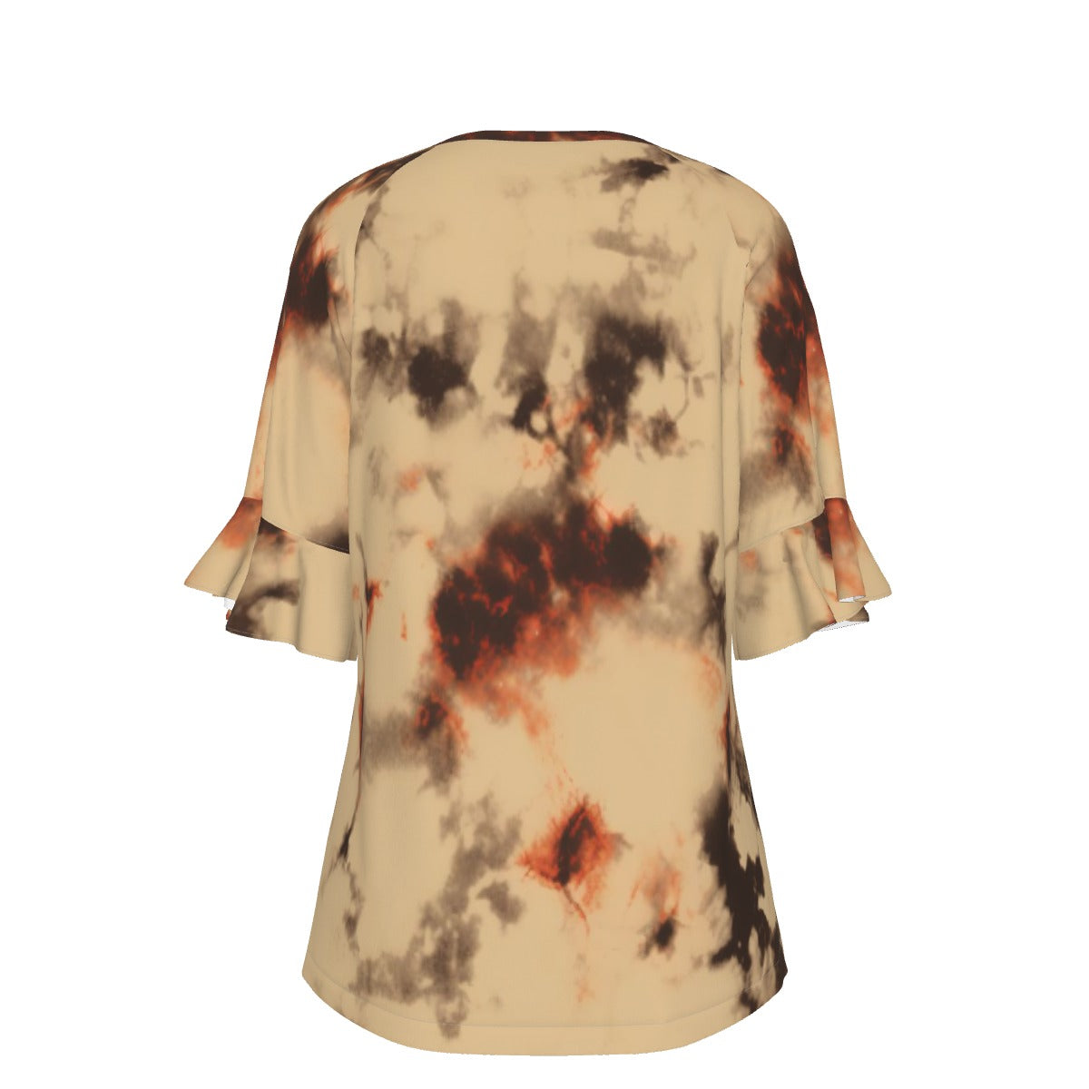 All-Over Print V-neck Women's T-shirt With Bell Sleeve