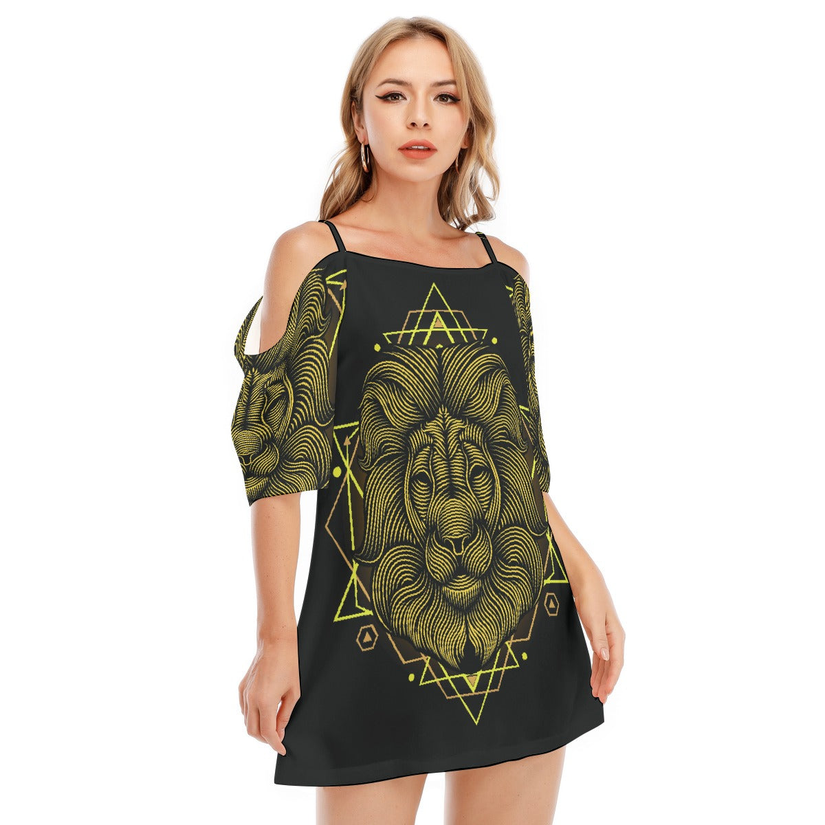 All-Over Print Women's Off-shoulder Cami Dress