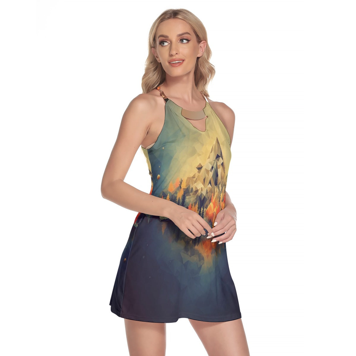 All-Over Print Women's Round Neck Above Knee Dress