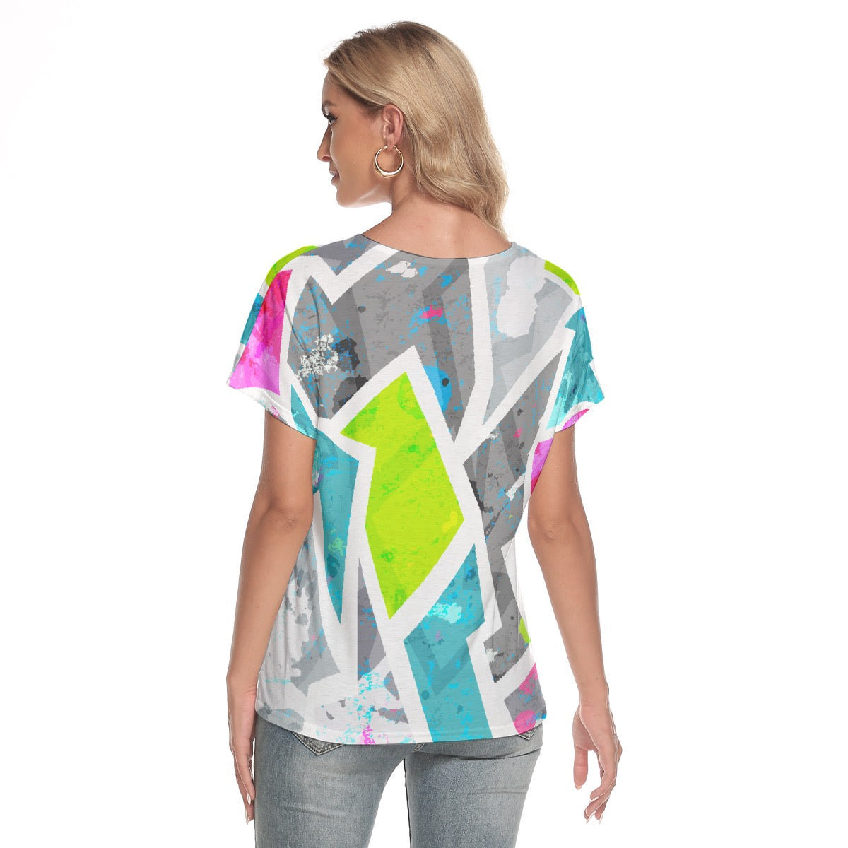 All-Over Print Women's Loose V-neck Short Sleeve T-shirt