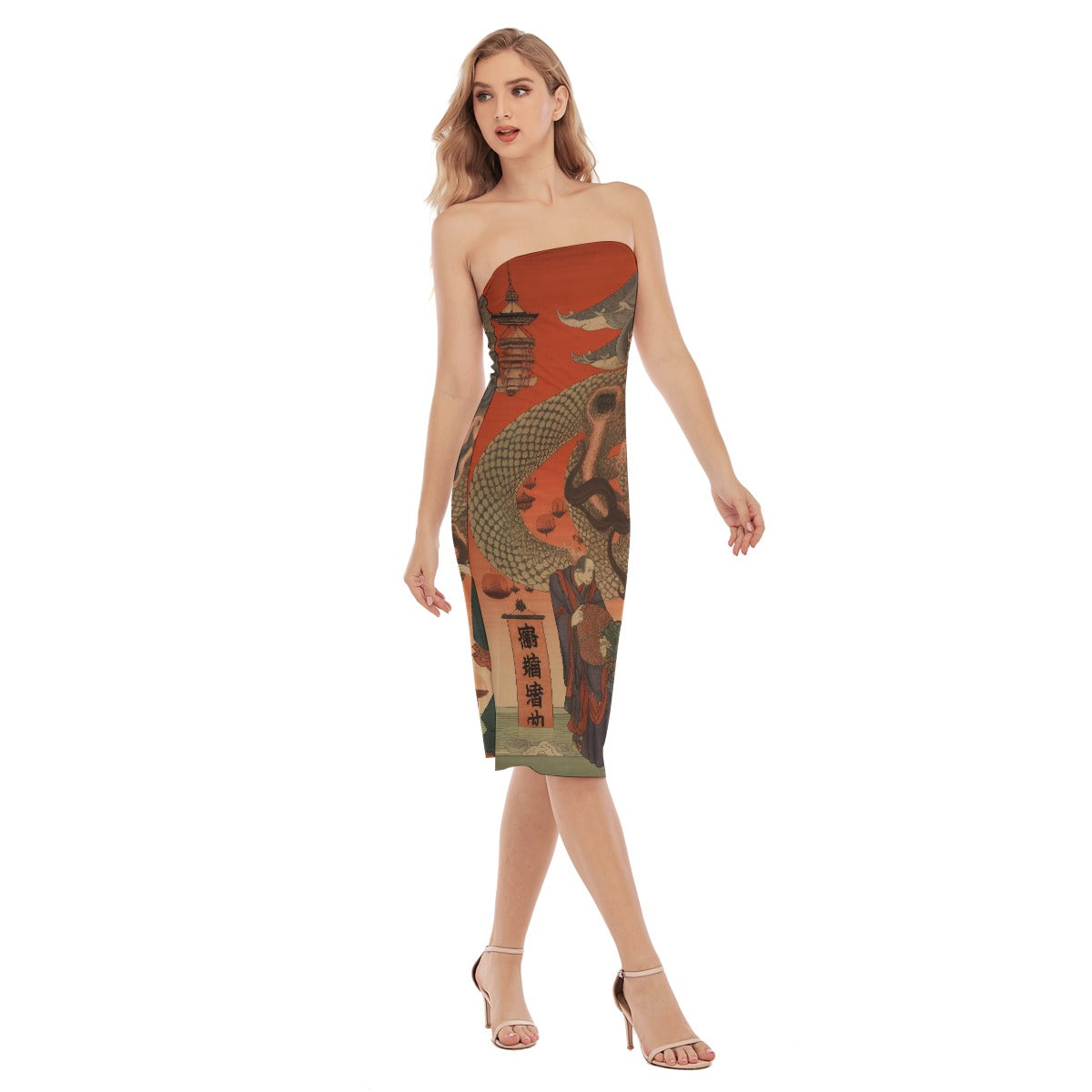 All-Over Print Women's Side Split Tube Top Dress