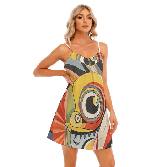 All-Over Print Women's V-neck Cami Dress