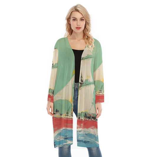 All- Over Print Women's Long Sleeve Mesh Cardigan