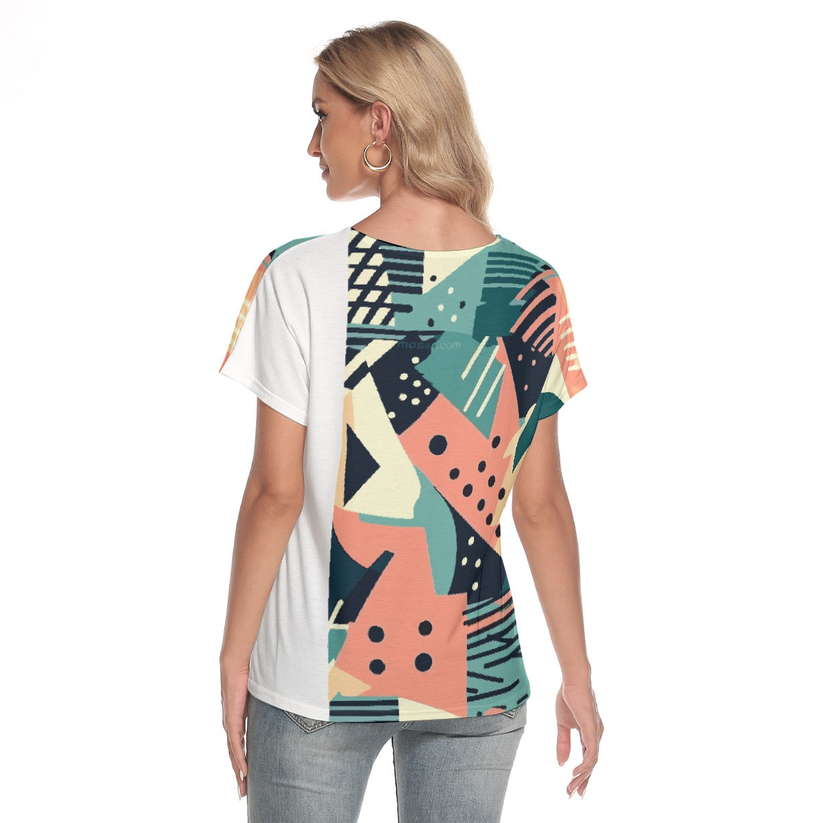 All-Over Print Women's Loose V-neck Short Sleeve T-shirt