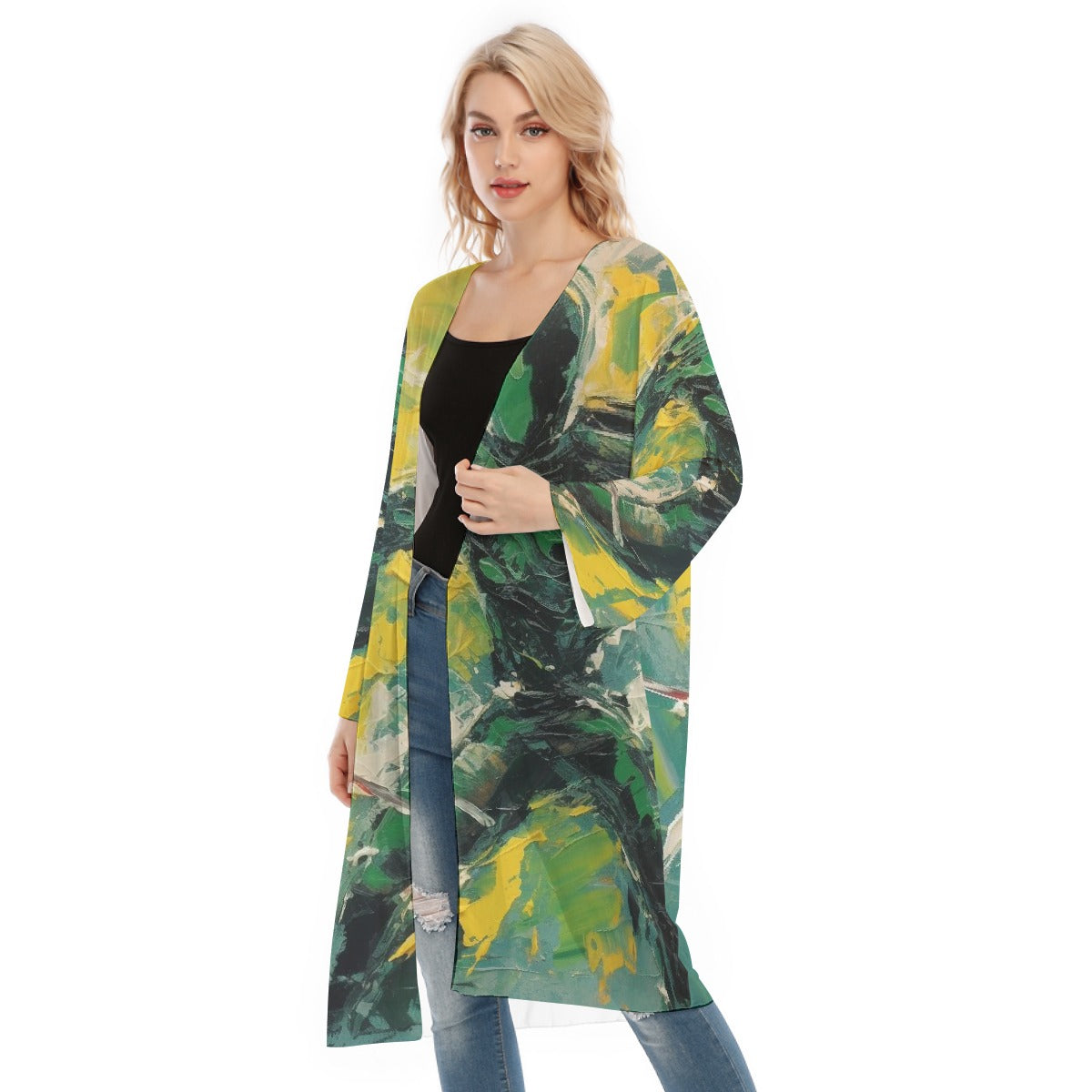 All- Over Print Women's Long Sleeve Mesh Cardigan