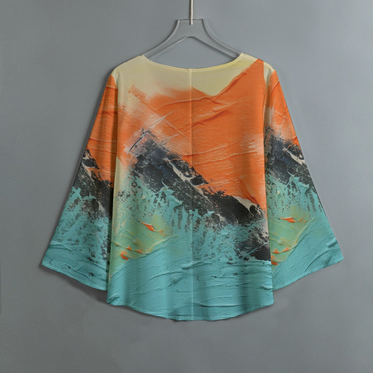 All-Over Print Women's V-neck T-shirt With Irregular Hem