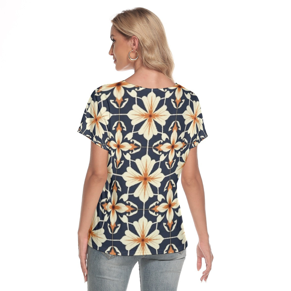 All-Over Print Women's Loose V-neck Short Sleeve T-shirt