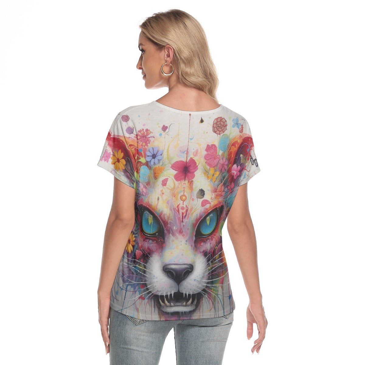 All-Over Print Women's Loose V-neck Short Sleeve T-shirt