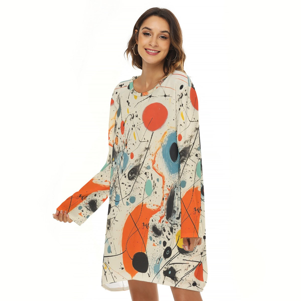 All-Over Print  Women's Loose Crew Neck Dress