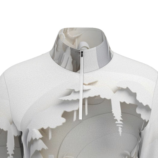 All-Over Print Women's Sports Collar Jersey With Long Sleeve