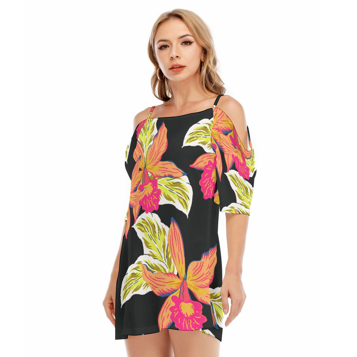 All-Over Print Women's Off-shoulder Cami Dress