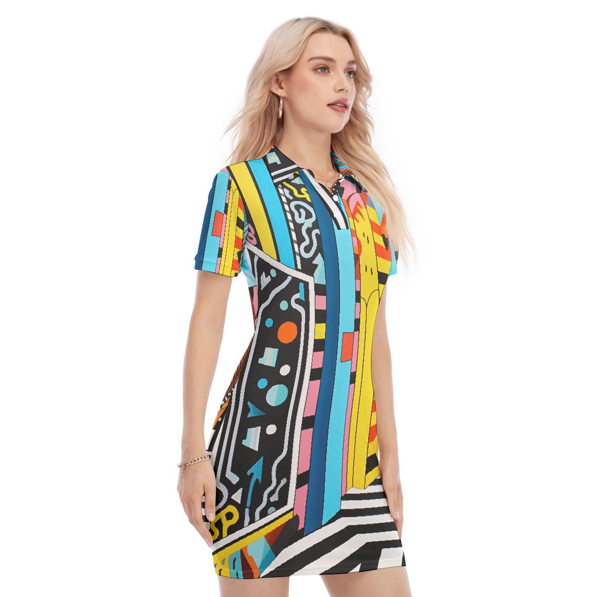 All-Over Print Women's Polo Collar Dress