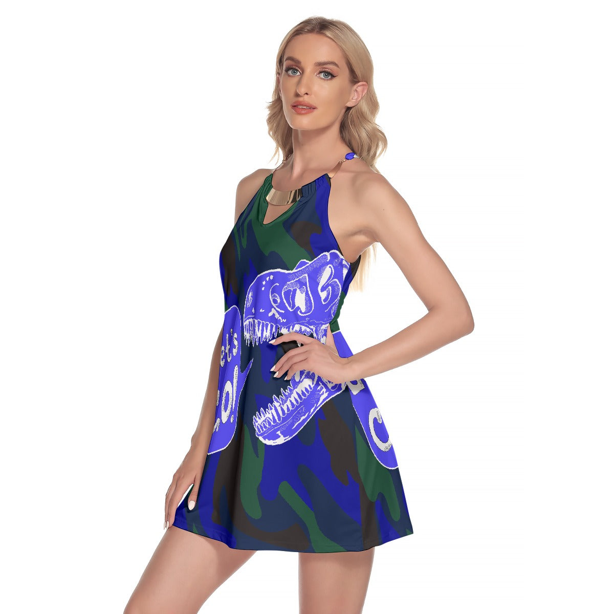 All-Over Print Women's Round Neck Above Knee Dress