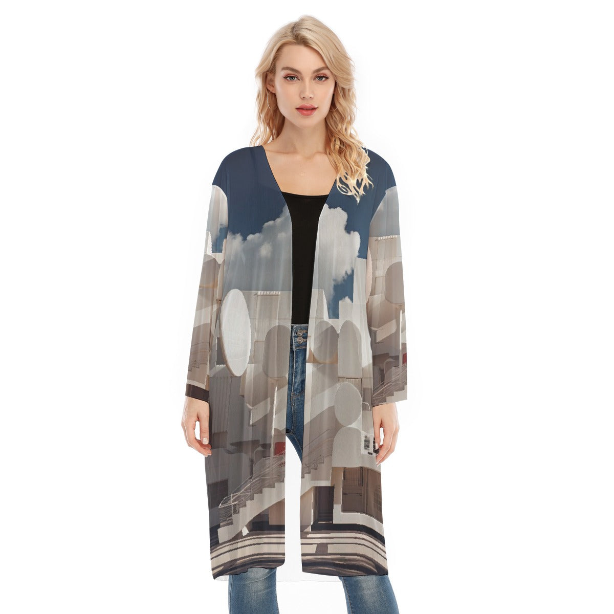 All- Over Print Women's Long Sleeve Mesh Cardigan