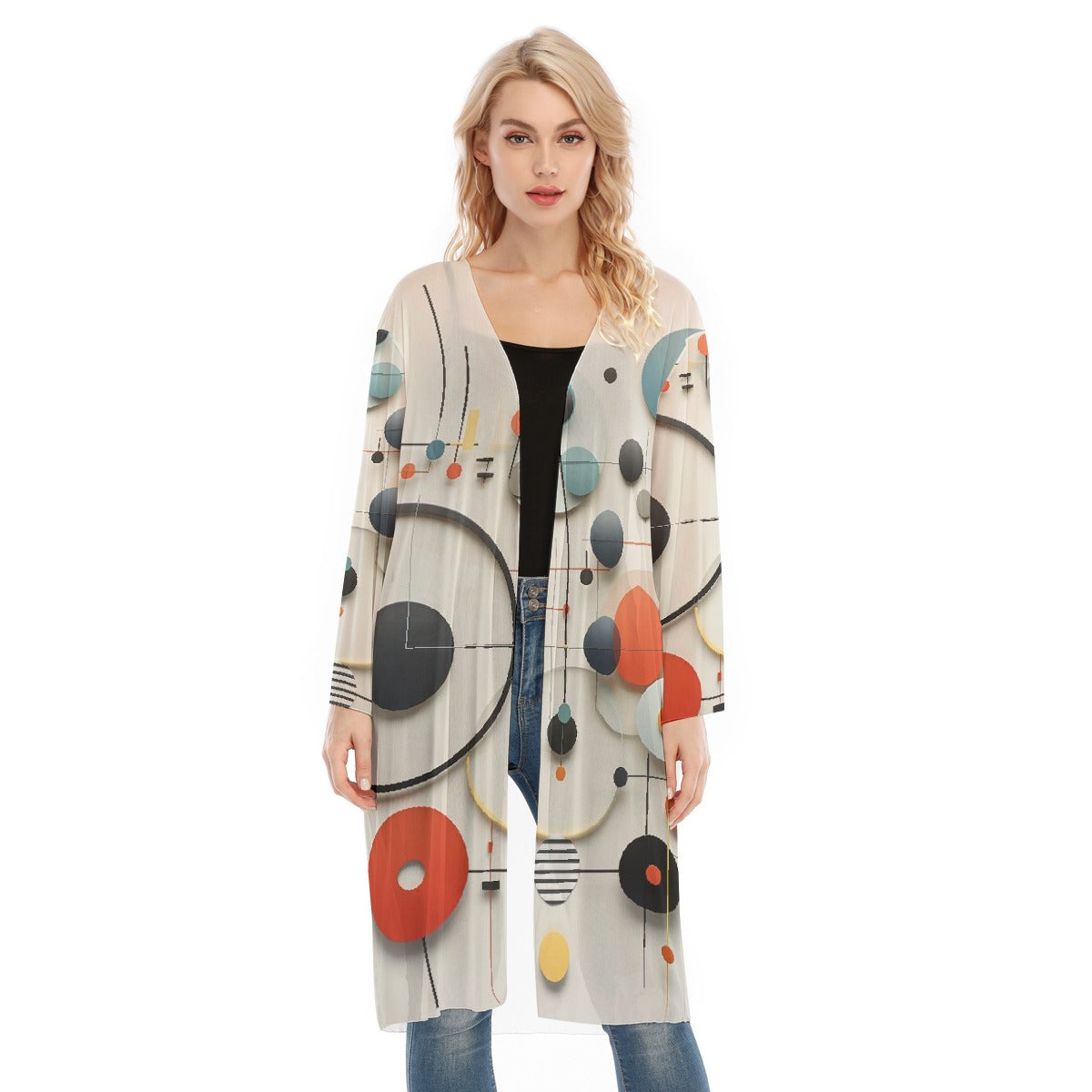 All- Over Print Women's Long Sleeve Mesh Cardigan