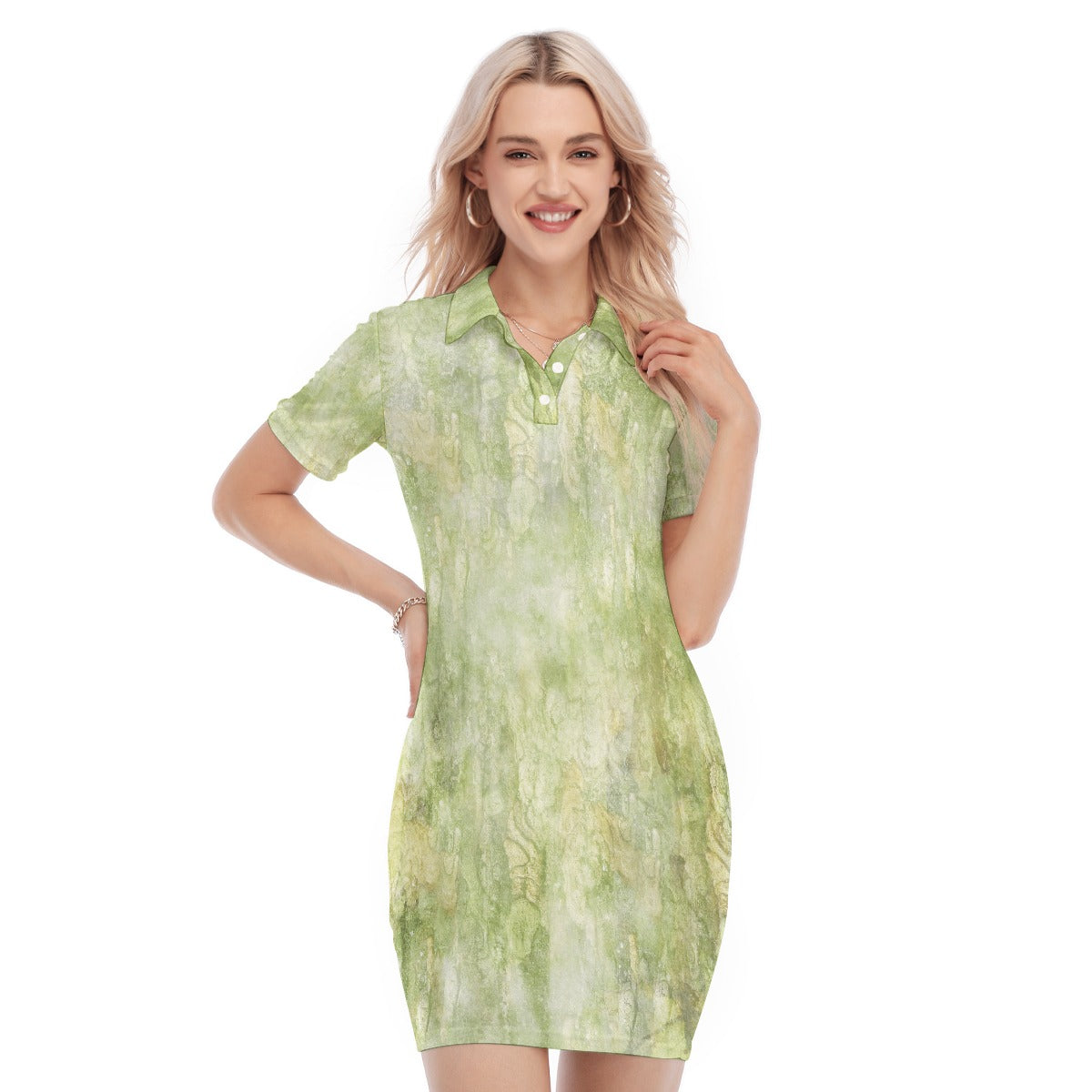 All-Over Print Women's Polo Collar Dress