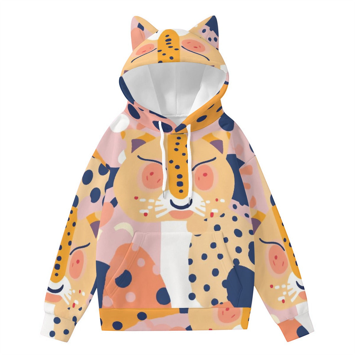 All-Over Print Women’s Hoodie With Decorative Ears