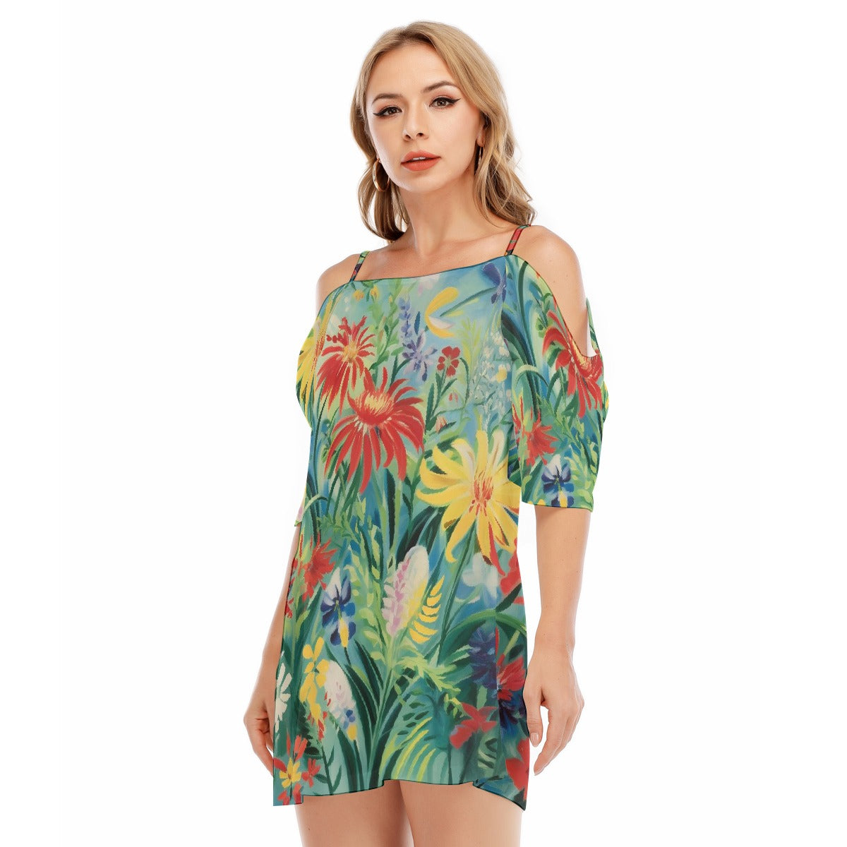 All-Over Print Women's Off-shoulder Cami Dress