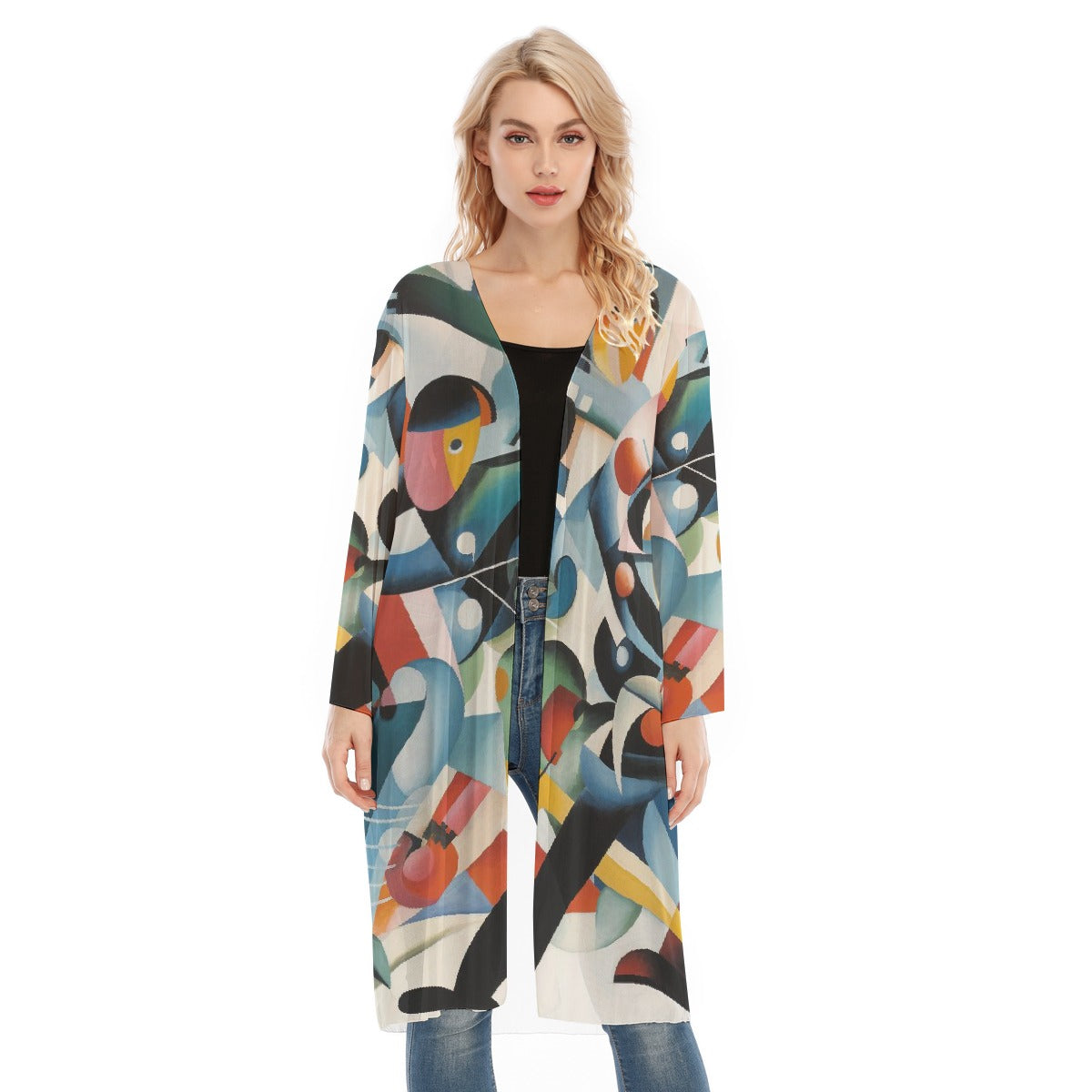 All- Over Print Women's Long Sleeve Mesh Cardigan