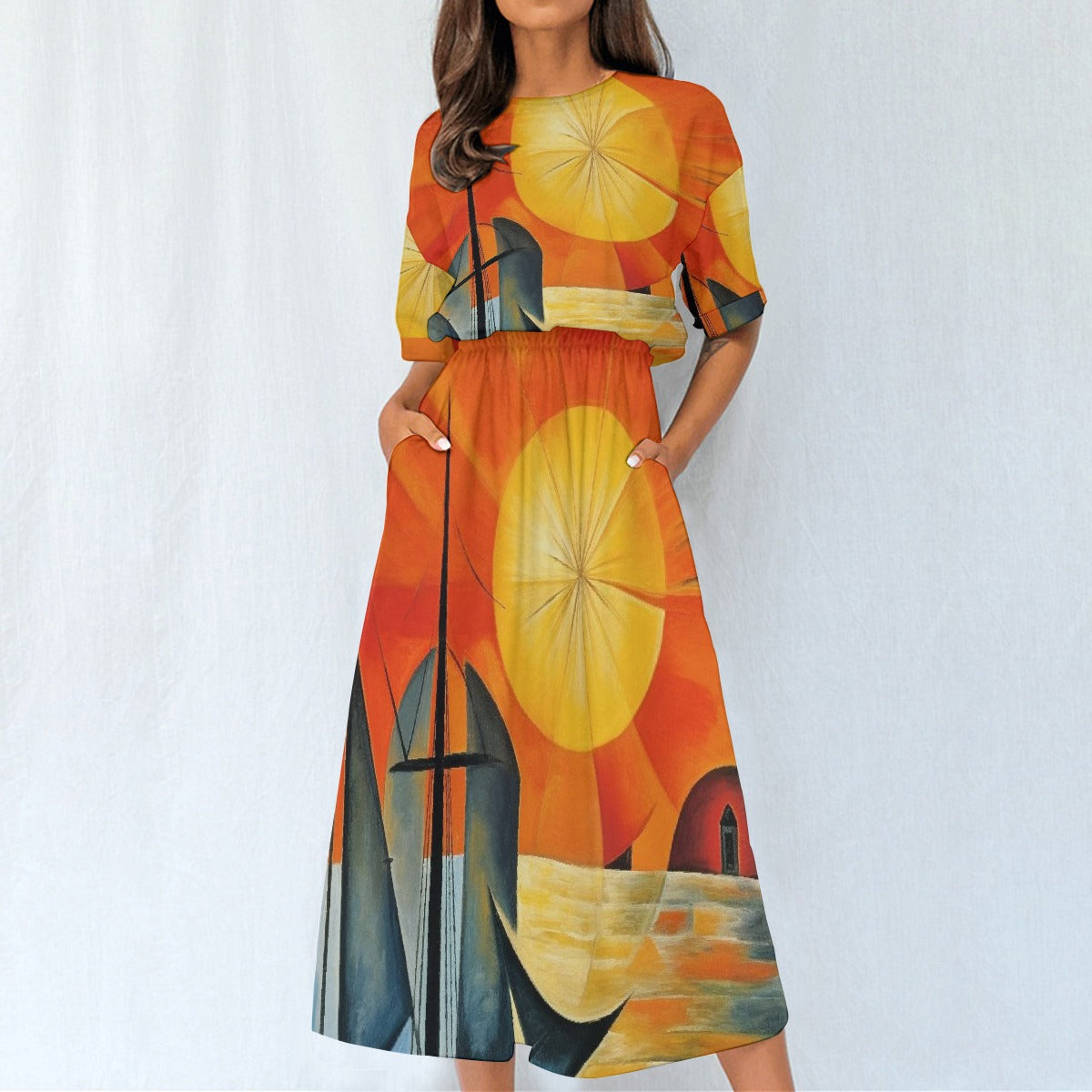 All-Over Print Women's Elastic Waist Dress